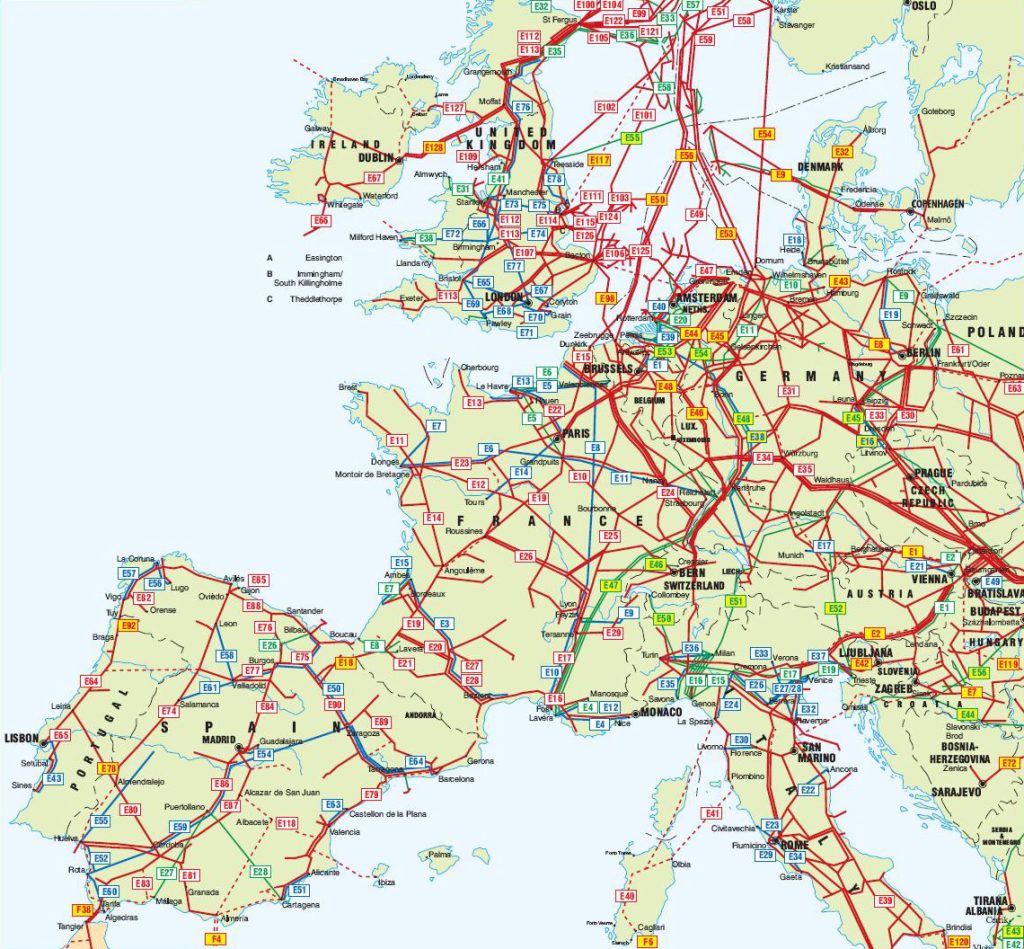 Oil and Gas Pipelines Network in Europe